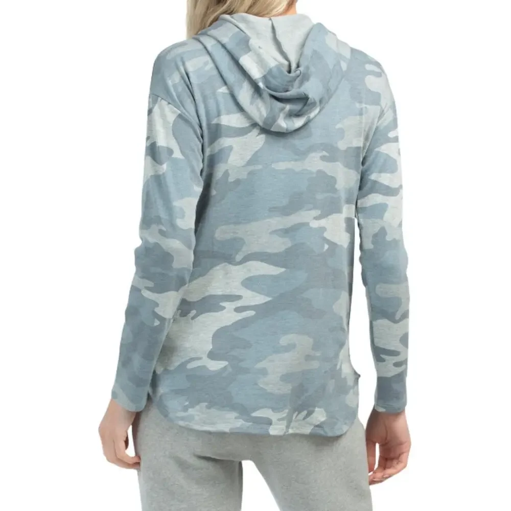 New! Cyrus Women's French Terry Camo Print Casual Sweatshirt Pullover Hoodie - Picture 4 of 5
